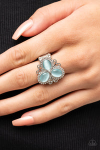 Bewitched Blossoms - Blue and Silver Ring- Paparazzi Accessories