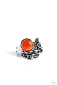 Cats Eye Candy - Orange and Silver Ring- PaparazzI Accessories