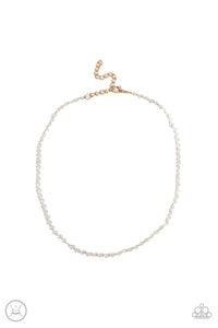 Mini MVP - White and Gold Choker Necklace- Paparazzi Accessories