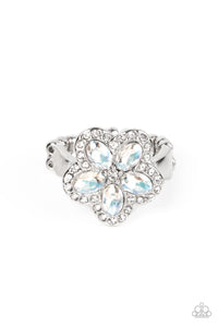 Efflorescent Envy - White and Silver Ring- Paparazzi Accessories