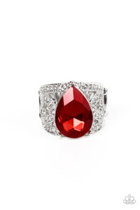Kinda a Big Deal - Red and Silver Ring- Paparazzi Accessories