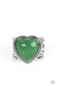 Stone Age Admirer - Green and Silver Ring- Paparazzi Accessories