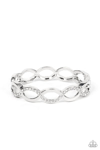 Tailored Twinkle - White and Silver Bracelet- Paparazzi Accessories