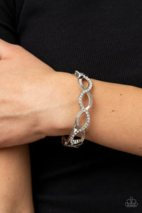 Tailored Twinkle - White and Silver Bracelet- Paparazzi Accessories