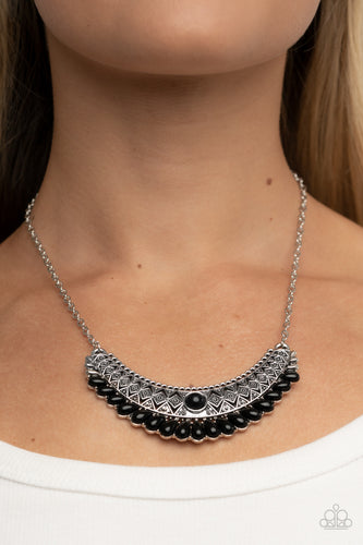 Abundantly Aztec - Black and Silver Necklace- Paparazzi Accessories