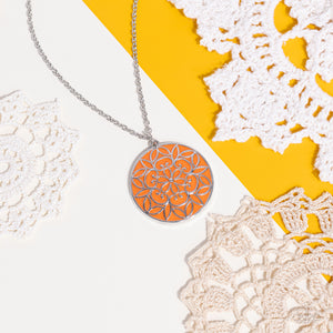 Colorfully Cottagecore - Orange and Silver Necklace- Paparazzi Accessories