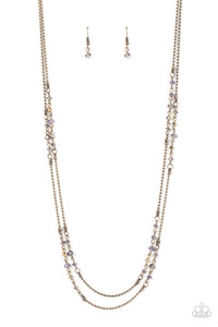 Petitely Prismatic - Brass Necklace- Paparazzi Accessories