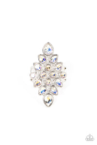 Combustible Iridescence - White and Silver Ring