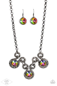 Hypnotized - Multicolored Gunmetal Necklace- Paparazzi Accessories