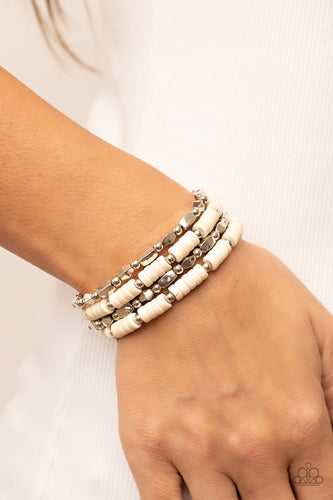 Anasazi Apothecary - White and Silver Bracelets- Paparazzi Accessories