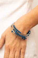 Load image into Gallery viewer, Whimsically Whirly - Blue and Silver Bracelet- Paparazzi Accessories
