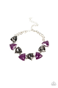 Pumped up Prisms - Purple and Silver Bracelet- Paparazzi Accessories