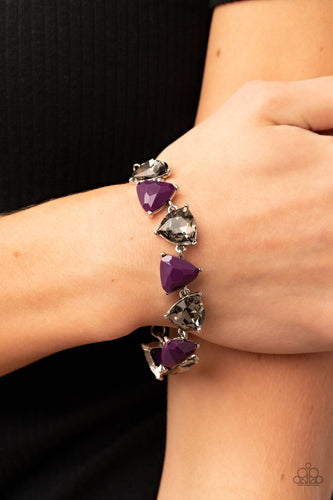 Pumped up Prisms - Purple and Silver Bracelet- Paparazzi Accessories