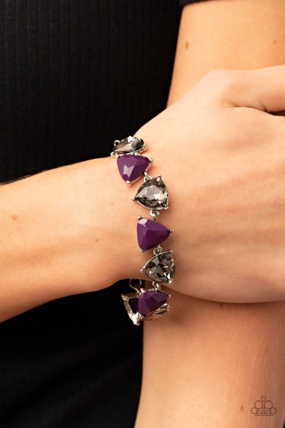 Pumped up Prisms - Purple and Silver Bracelet- Paparazzi Accessories