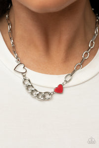 Little Charmer - Red and Silver Necklace- Paparazzi Accessories