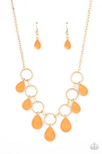Golden Glimmer - Orange and Gold Necklace- Paparazzi Accessories
