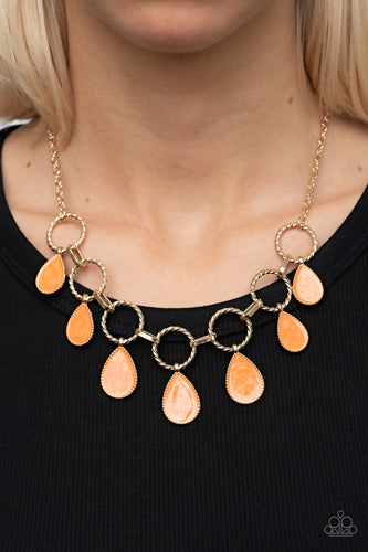 Golden Glimmer - Orange and Gold Necklace- Paparazzi Accessories