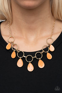 Golden Glimmer - Orange and Gold Necklace- Paparazzi Accessories