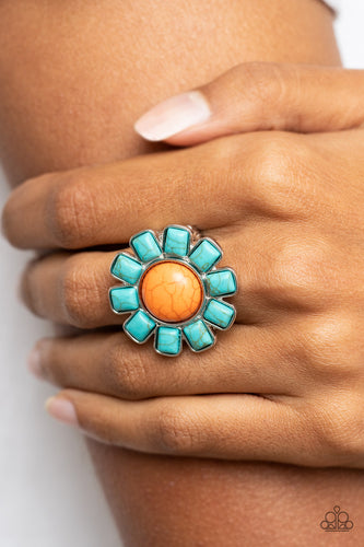 Mojave Marigold - Orange and Blue Ring- Paparazzi Accessories