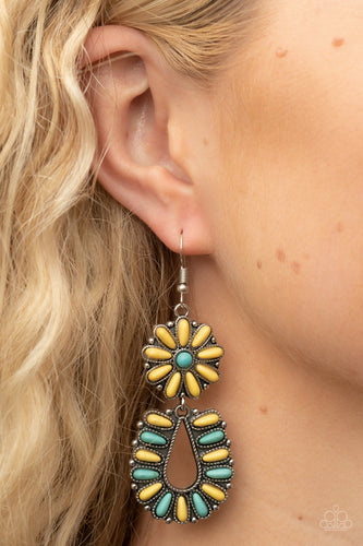 Badlands Eden - Yellow and Blue Earrings- Paparazzi Accessories