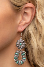Load image into Gallery viewer, Badlands Eden - Blue and Silver Earrings- Paparazzi Accessories