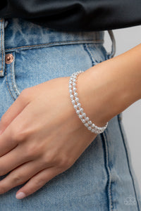 Regal Wraparound - White and Silver Bracelet- Paparazzi Accessories