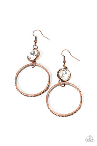 Standalone Sparkle - White and Copper Earrings- Paparazzi Accessories