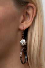 Load image into Gallery viewer, Standalone Sparkle - White and Copper Earrings- Paparazzi Accessories