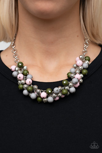 Party Procession - Multicolored Silver Necklaces- Paparazzi Accessories