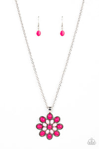 In the MEADOW of Nowhere - Pink and Silver Necklace- Paparazzi Accessories