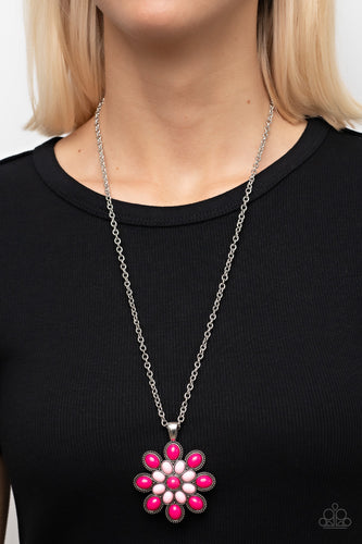 In the MEADOW of Nowhere - Pink and Silver Necklace- Paparazzi Accessories