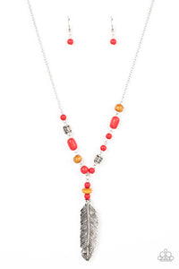 Watch Me Fly - Red and Silver Necklace- Paparazzi Accessories