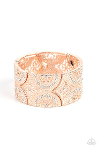 Wheeling and Dealing - White and Rose Gold Bracelet- Paparazzi Accessories