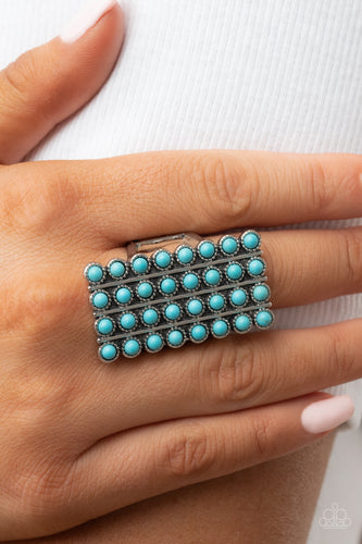 Pack Your SADDLEBAGS - Blue and Silver Ring- Paparazzi Accessories