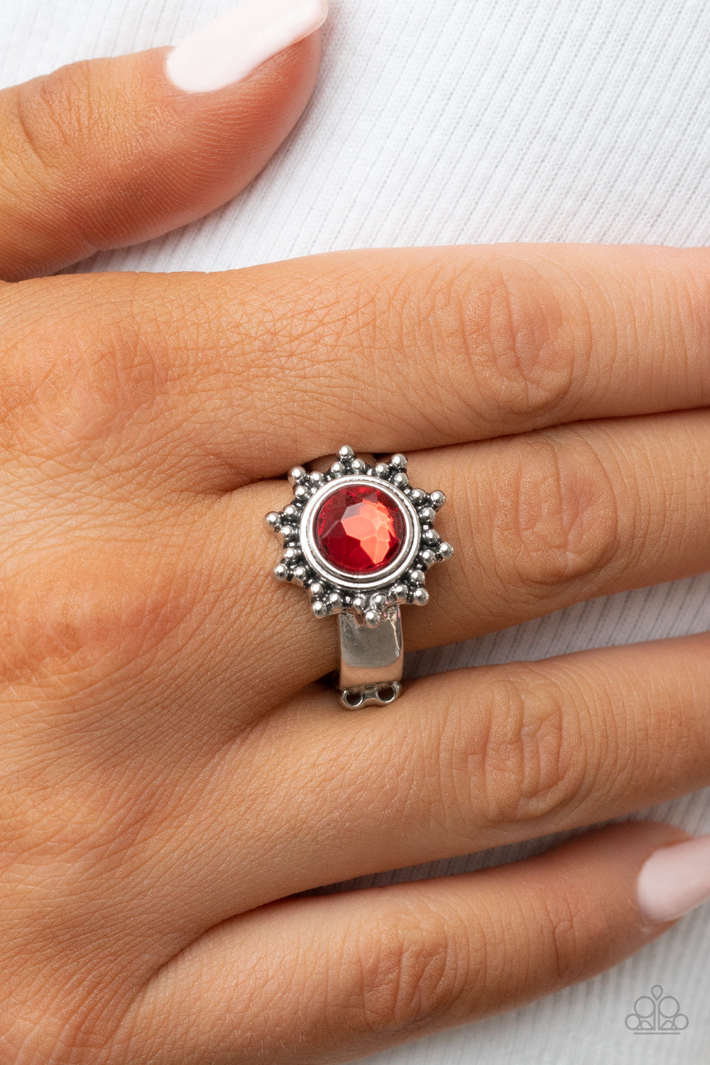 Expect Sunshine and REIGN - Red and Silver Ring- Paparazzi Accessories