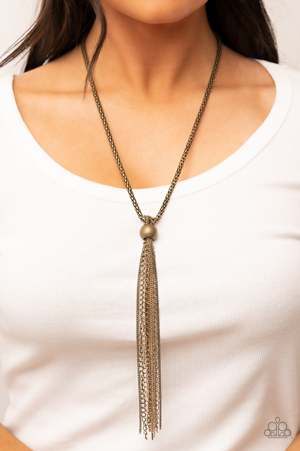 Metallic MESH-Up - Brass and Gold Necklace- Paparazzi Accessories
