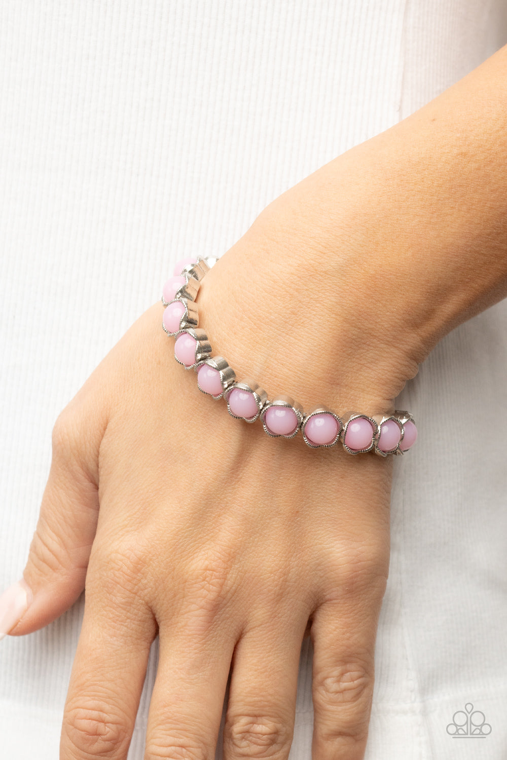 Lets be Buds - Pink and Silver Bracelet- Paparazzi Accessories