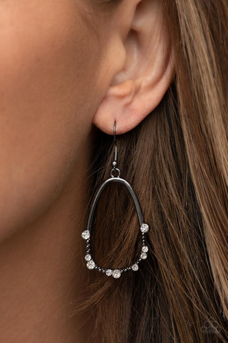 Ready Or YACHT - White and Gunmetal Earrings- Paparazzi Accessories