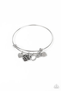 Im Yours - White and Silver Bracelet- Paparazzi Accessories