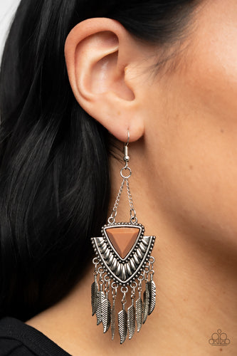 Shady Oasis - Brown and Silver Earrings- Paparazzi Accessories