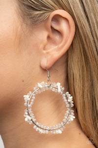 Ocean Surf - White and Silver Earrings- Paparazzi Accessories