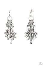 Load image into Gallery viewer, Fan of Glam - White and Silver Earrings- Paparazzi Accessories