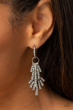 Load image into Gallery viewer, Fan of Glam - White and Silver Earrings- Paparazzi Accessories