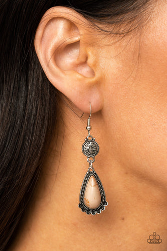 Montana Mountains - Brown and Silver Earrings- Paparazzi Accessories