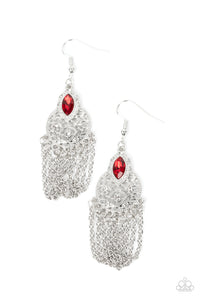 Pressed for CHIME - Red and Silver Earrings- Paparazzi Accessories