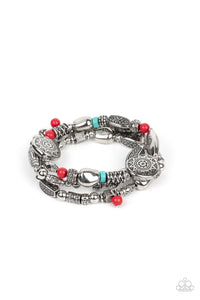 Western Quest - Red and Silver Bracelets- Paparazzi Accessories