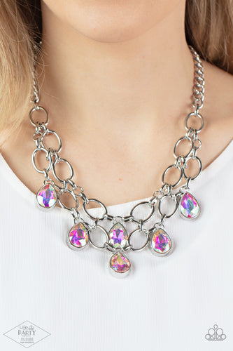 Show-Stopping Shimmer - Multicolored Silver Necklace- Paparazzi Accessories