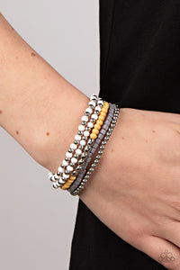 Adventure is Calling - Yellow and Silver Bracelet- Paparazzi Accessories