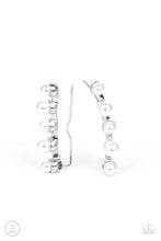 Load image into Gallery viewer, Drop-Top Attitude - White and Silver Earrings- Paparazzi Accessories