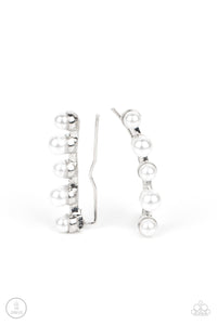 Drop-Top Attitude - White and Silver Earrings- Paparazzi Accessories